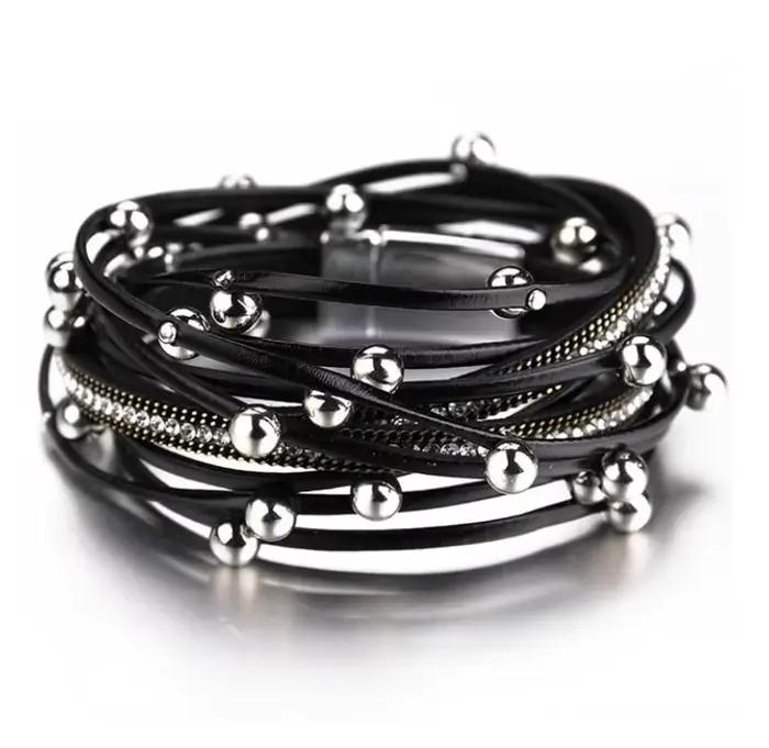 YLWHJJ – Bracelet enroulé en cuir perlé pour femmes