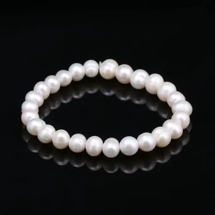 Bracelet de Perles d'Eau Douce pour Femme, Nouveaux Bijoux Fins, Cadeaux, 7-8mm