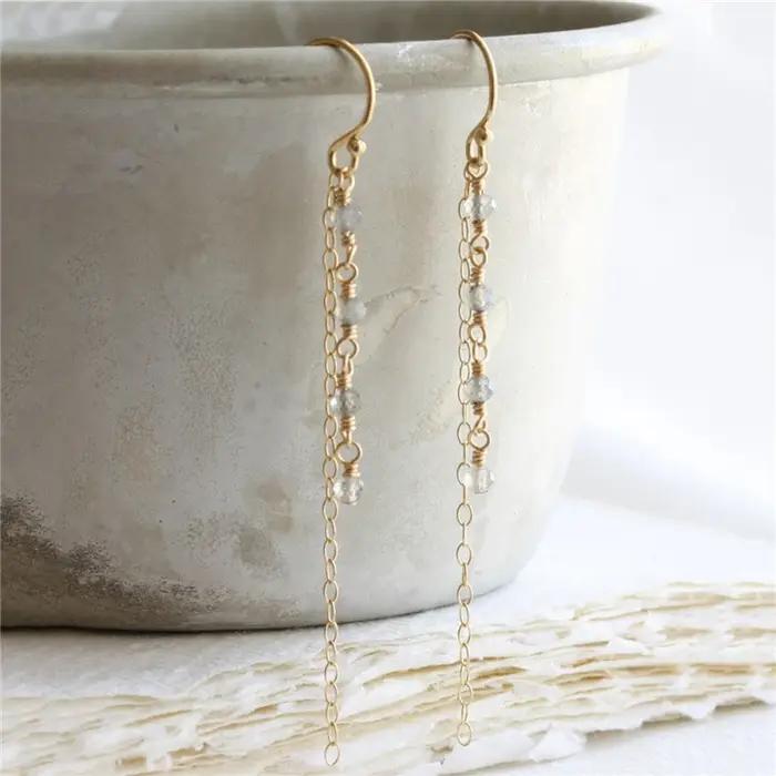 Boucles d'oreilles Vintage en pierre de lune naturelle pour femmes