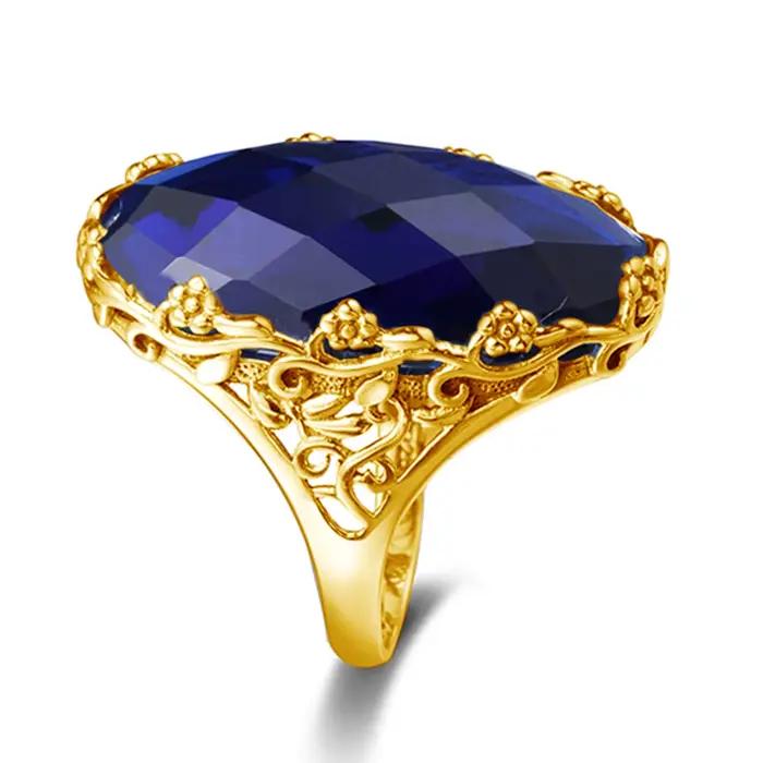 Szjinao – grande bague de luxe en saphir pour femmes