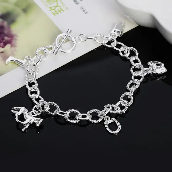 Bracelet chaîne cheval Vintage en argent Sterling 925, pour femmes et hommes, cadeaux de fête de mar