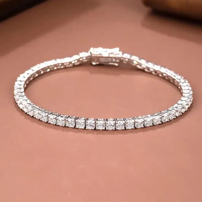 Bracelets tennis IOGOU en moissanite couleur D de 3 mm, en argent sterling 925 massif, pour hommes e
