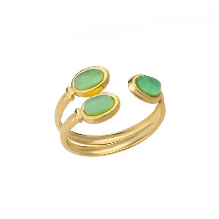 Bague en pierre verte pour femmes