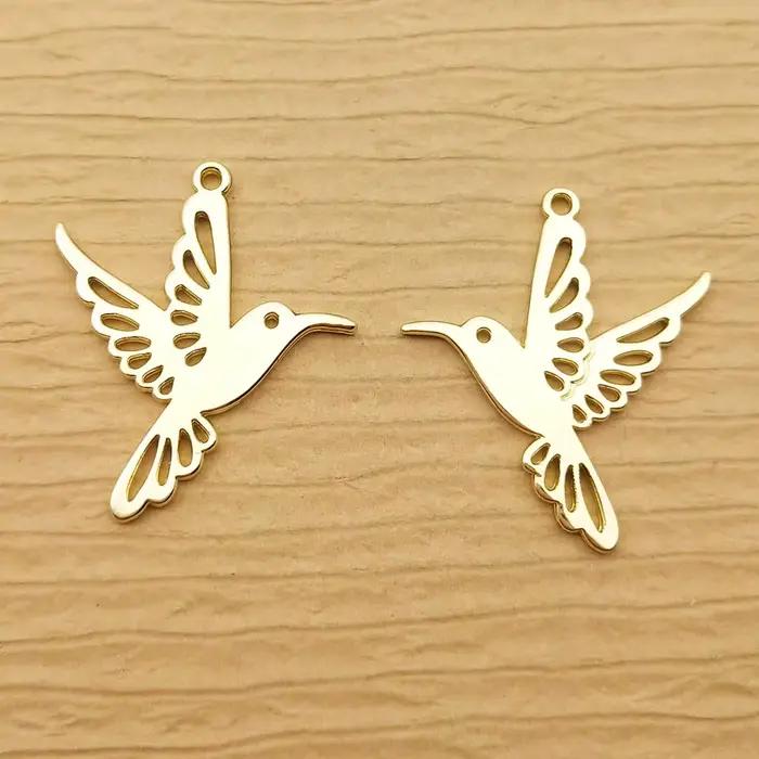 Breloques colibri pour la fabrication de bijoux, 10 pièces, boucles d'oreilles, pendentif, Bracelet, collier, accessoires, fournitures artisanales de bricolage, alliage métallique
