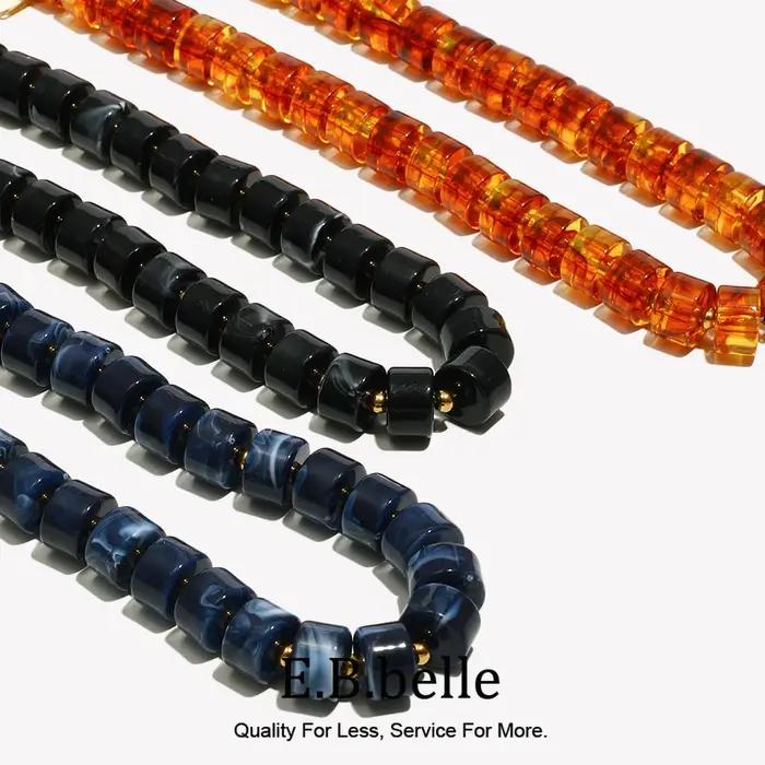 E.B.belle – Bracelet et collier de perles cylindriques en acrylique Opaque