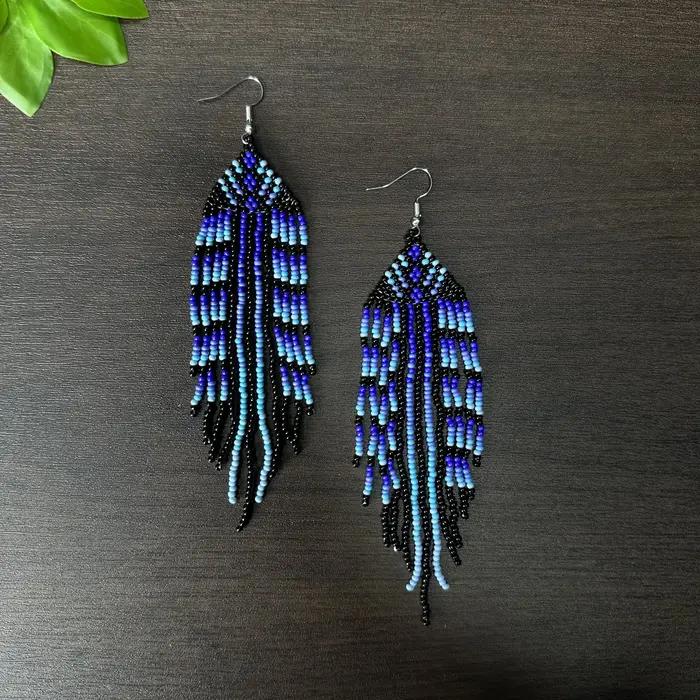 Boucles d'oreilles pendantes géométriques à franges