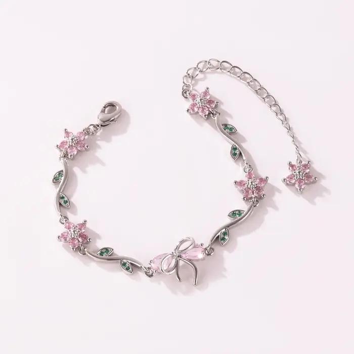 Nouveaux bracelets en forme de nœud papillon couleur rose rouge pour femmes, bracelets de luxe plaqu