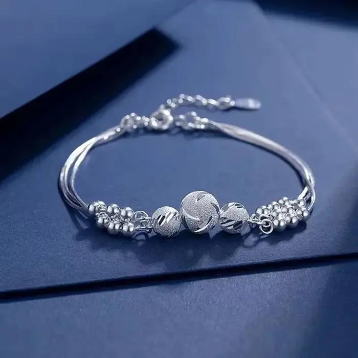 Bracelet en argent sterling 925 exquis avec perles pour femme, accessoires de bijoux élégants pour m