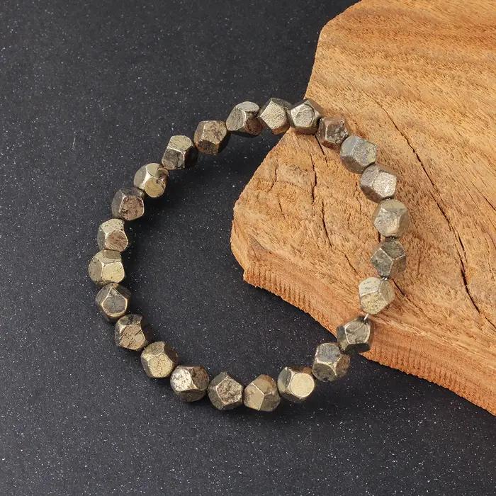 Bracelet de prospérité en pyrite et chalcopyrite fait main pour femmes et hommes bijou énergétique et protecteur pour toutes les occasions