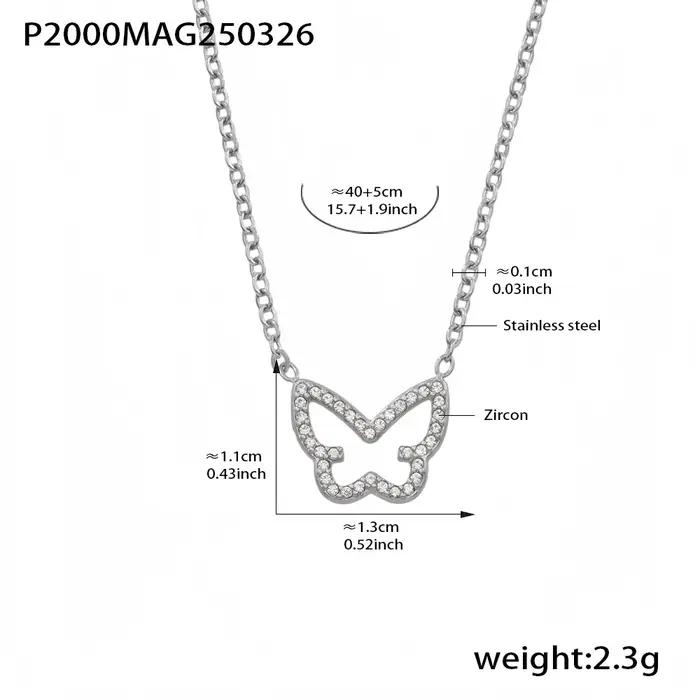 Collier papillon pour femme avec zircon incrusté