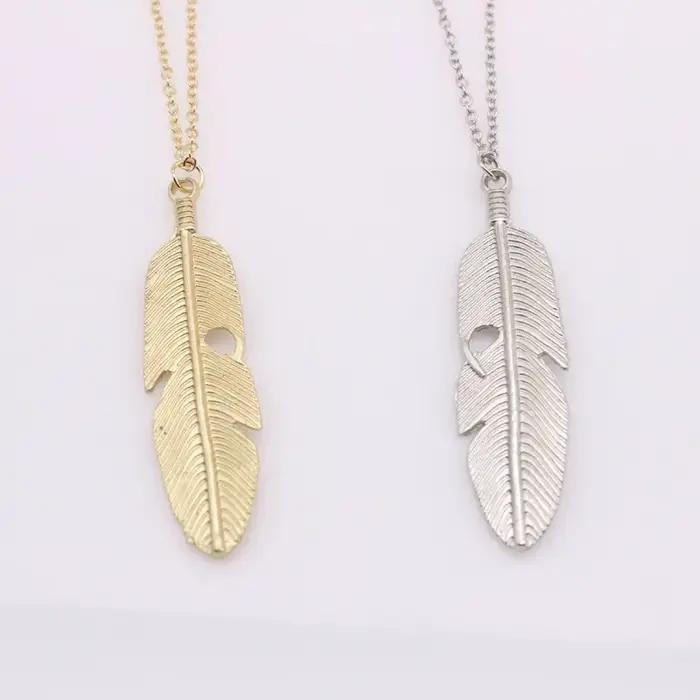 Collier à pendentif en plumes pour femmes