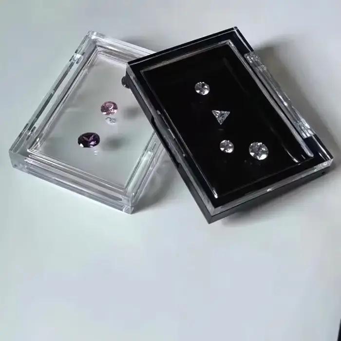 Boîte de présentation de bijoux avec pierres précieuses claires support organisateur en diamant vitrine d'emballage en pierre de Zircon modèle de pierres précieuses en strass collants pour bijoux occasions spéciales
