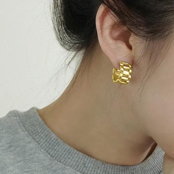 Huitan – boucles d'oreilles chaîne de montre délicates pour femmes
