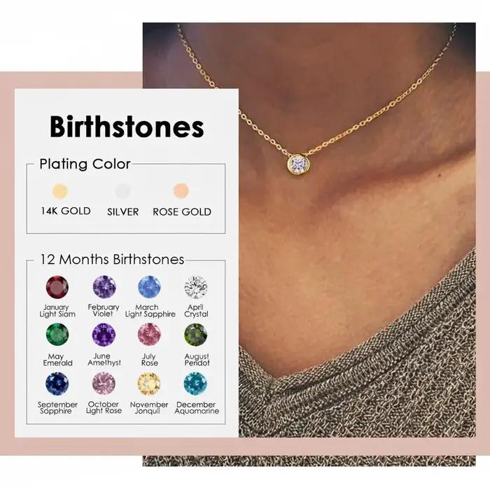 Collier personnalisé avec pierre de naissance des 12 mois