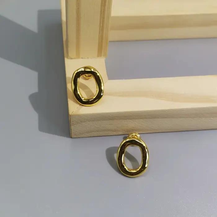 Boucles d'oreilles à anneau creux en or et argent