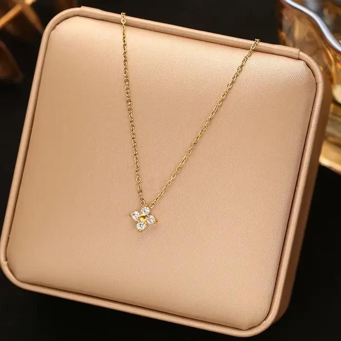 EILIECK Collier chic en zircone cubique brillante pour femme, en acier inoxydable, délicat, de quali
