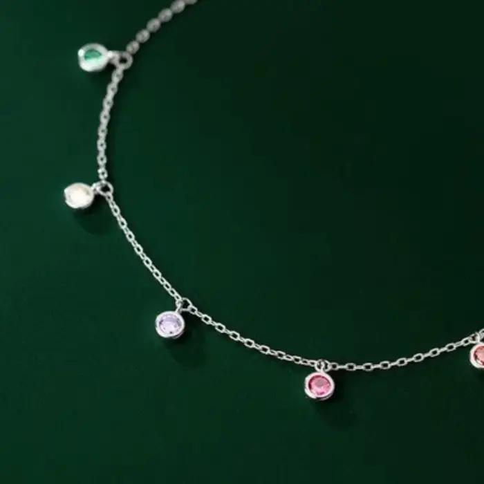 ANENJERY rond délicat Zircon breloque cheville pour femmes Bracelet Simple mode bijoux en gros