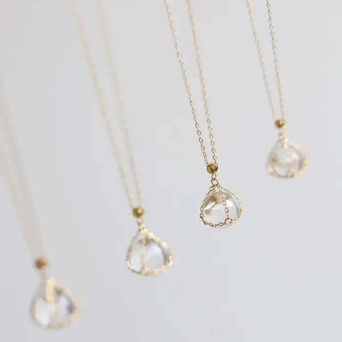 Boucle de cristal plaquée or 18 carats collier avec pendentif acier inoxydable pour femmes occasions spéciales mariage demoiselle d'honneur