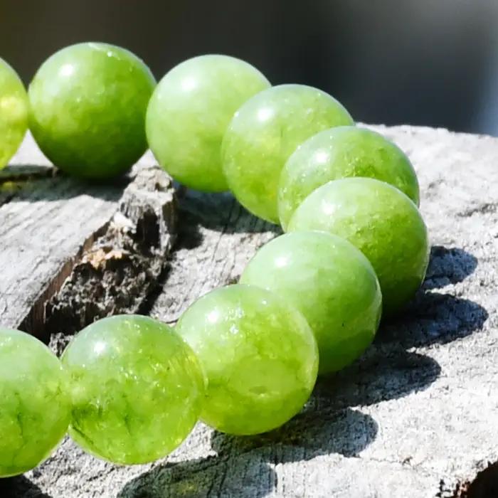 Bracelet de perles rondes en péridot vert pour femmes