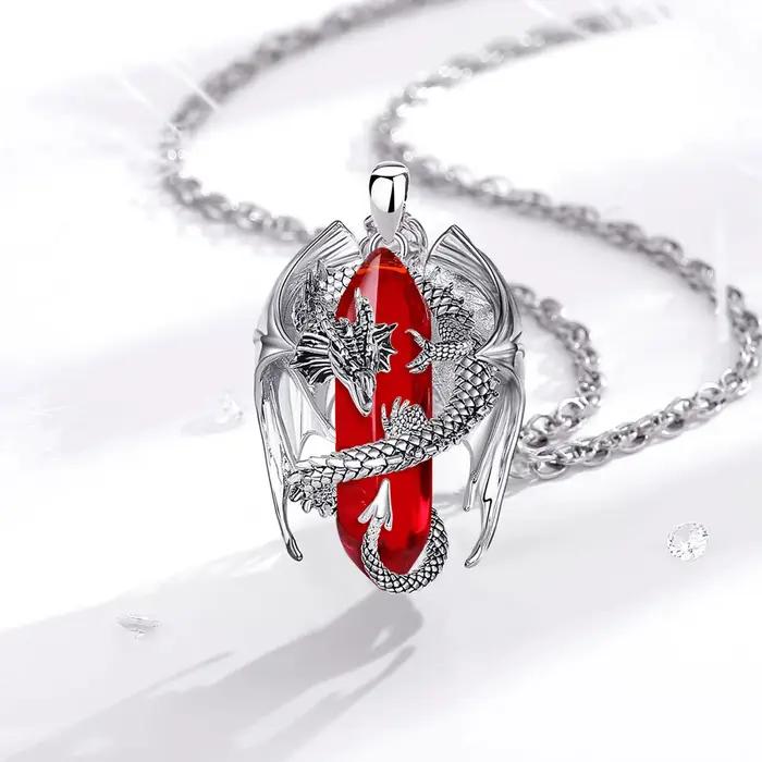Eudora Dragon Twining Hexagonal cornaline naturelle prismatique collier Punk pierre de guérison pendentif bijoux fins pour femmes homme cadeau
