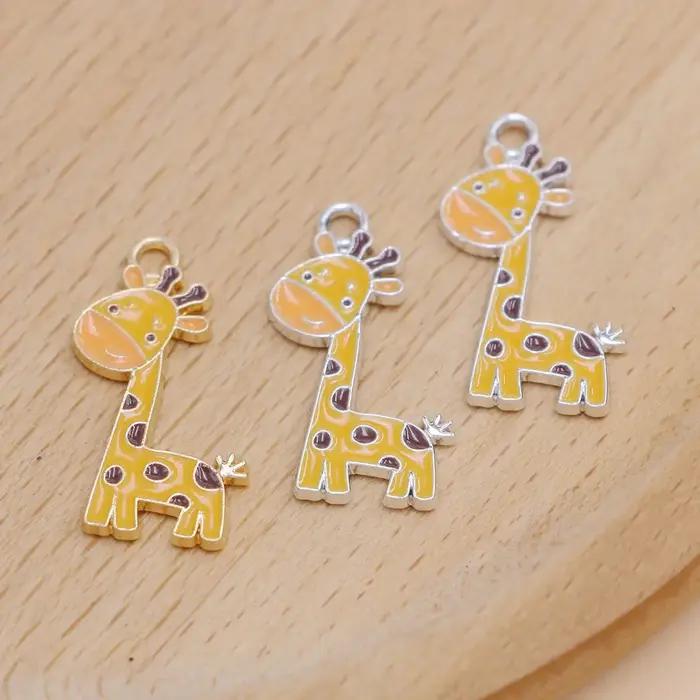 Pendentif girafe en émail jaune plaqué or élégant bracelet exécutif boucles d'oreilles collier artisanat bijoux occasions spéciales