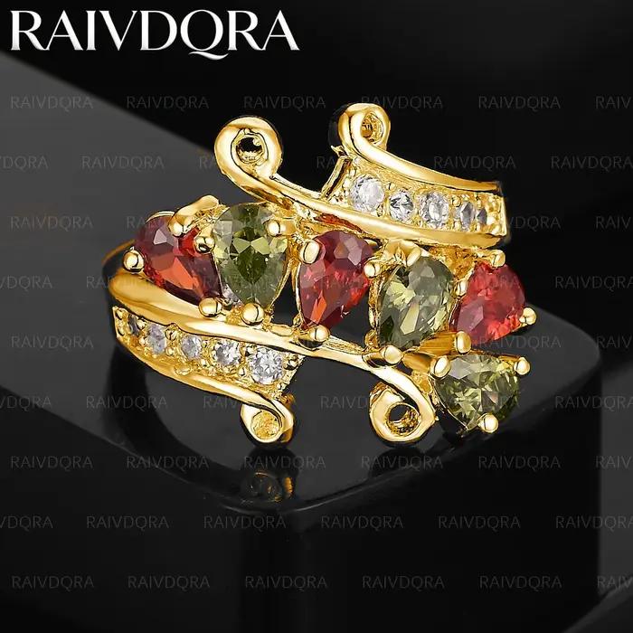 Bague en zircons plaquée or 18 carats pour hommes et femmes