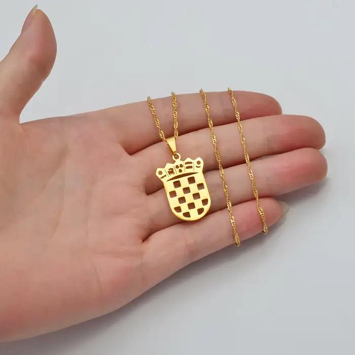 Colliers avec pendentif drapeau de Croatie Anniyo pour femmes, bijoux croates # 262021