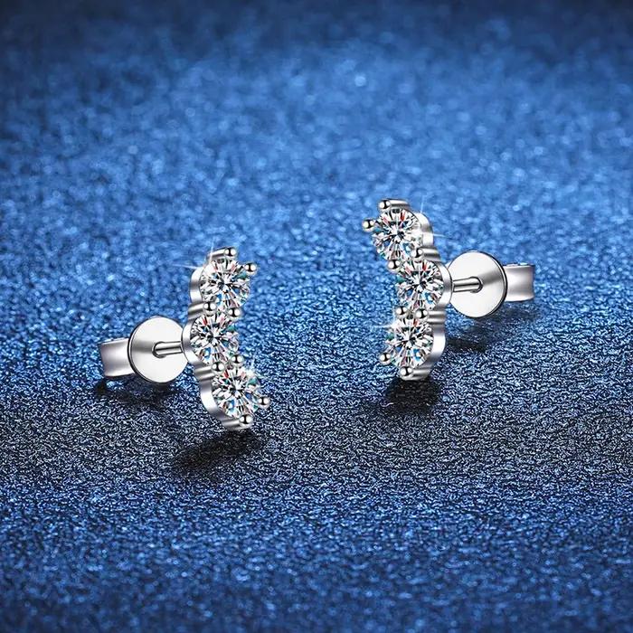 Tezzc 1.2ct boucles d'oreilles Moissanite complètes pour femmes classique à la mode fête usage quotidien