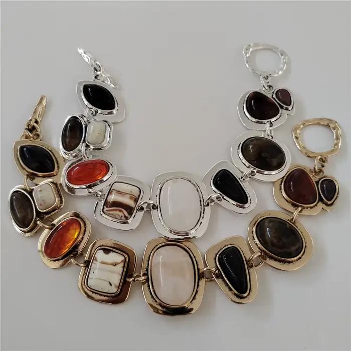 Bracelets vintage indiens résine style bohème ethnique maillons métalliques plaqués or argent bracelets breloques bijoux femmes occasions spéciales