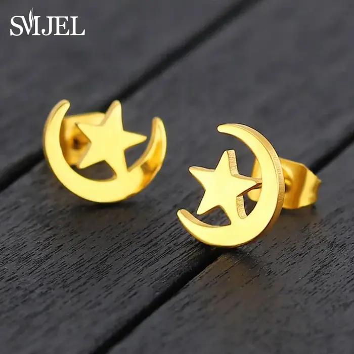 Boucles d'oreilles clous noires tendance pour femmes en acier inoxydable