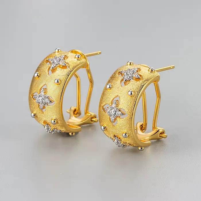 OKLA – boucles d'oreilles Vintage françaises découpées en Zircon pour femmes, bijoux élégants et cha