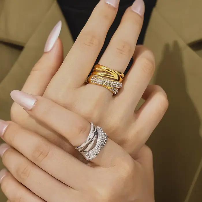 Amaiyllis-Bague d'index tissée en croix pour femme