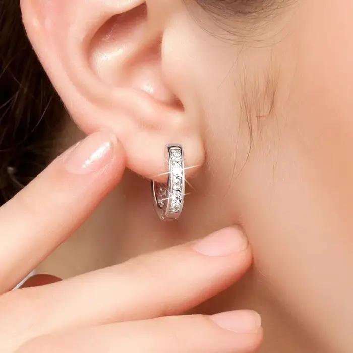 Boucles d'oreilles en argent Sterling 925 et Zircon brillant pour femmes