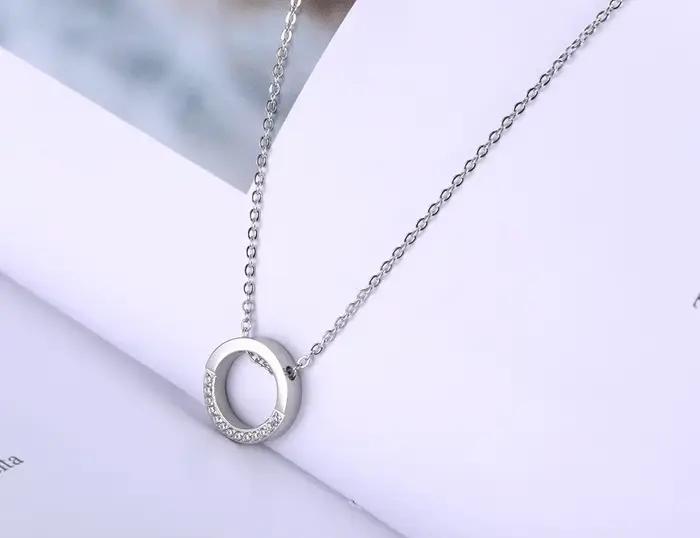Chaîne à la mode bijoux cercle pendentif AAA strass couleur or Rose collier ras du cou pour les femmes cadeau de noël