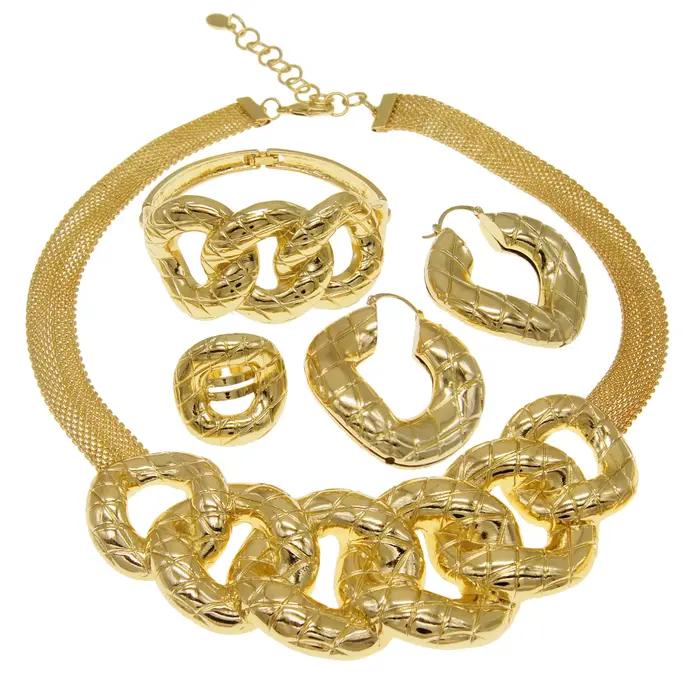 Ensemble de bijoux pour femmes en or de dubaï: collier circulaire