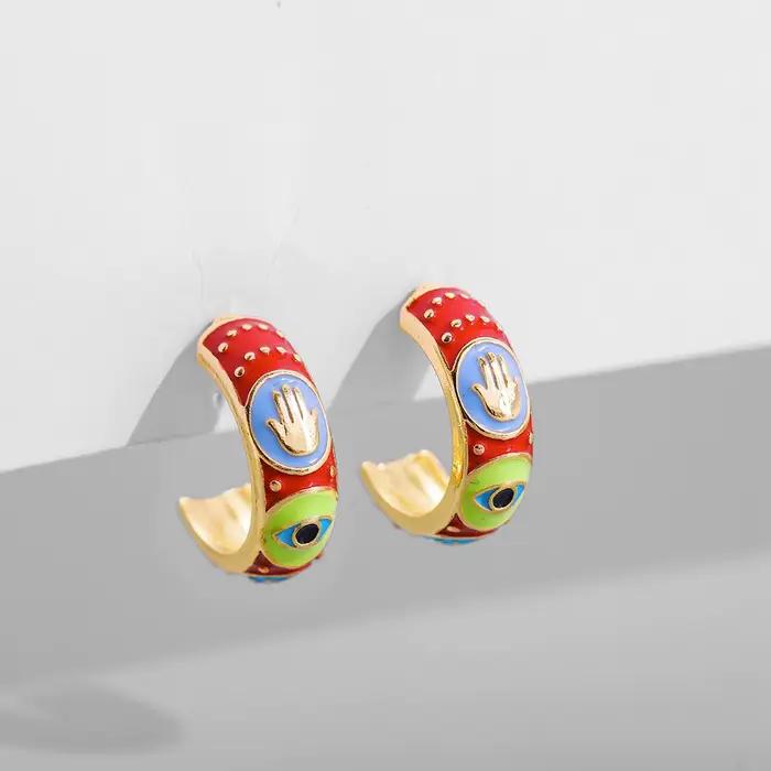 Boucles d'oreilles créoles petites Bohème colorées en émail