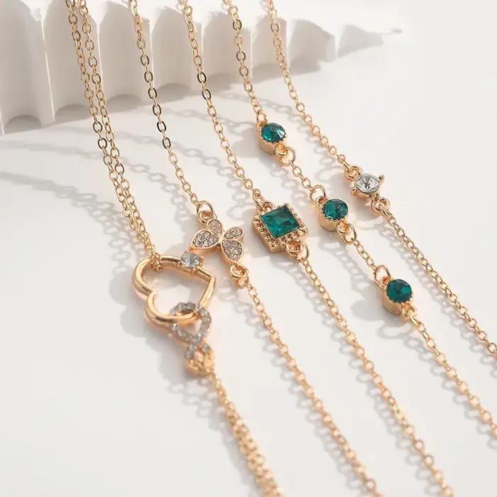 Ensemble de 5 bracelets vintage avec strass étincelants motifs infinis et géométriques bracelets chaîne et maillons pour femmes occasions spéciales