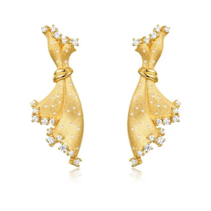 Mode luxe artisanat italien robe brossé goutte balancent grosses boucles d'oreilles pour les femmes Style cour européen oreille goujon audacieux bijoux fins