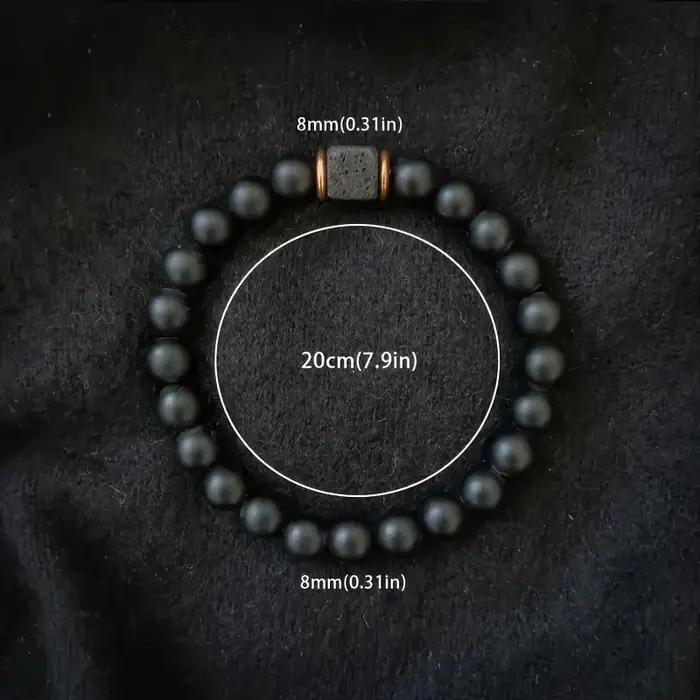 Bracelet de force en pierre volcanique pour hommes