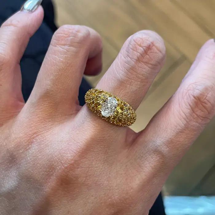 Bague Vintage Ovale Plaquée Or Zirconium Cristal Elégante Cadeau Banquet Occasions Spéciales