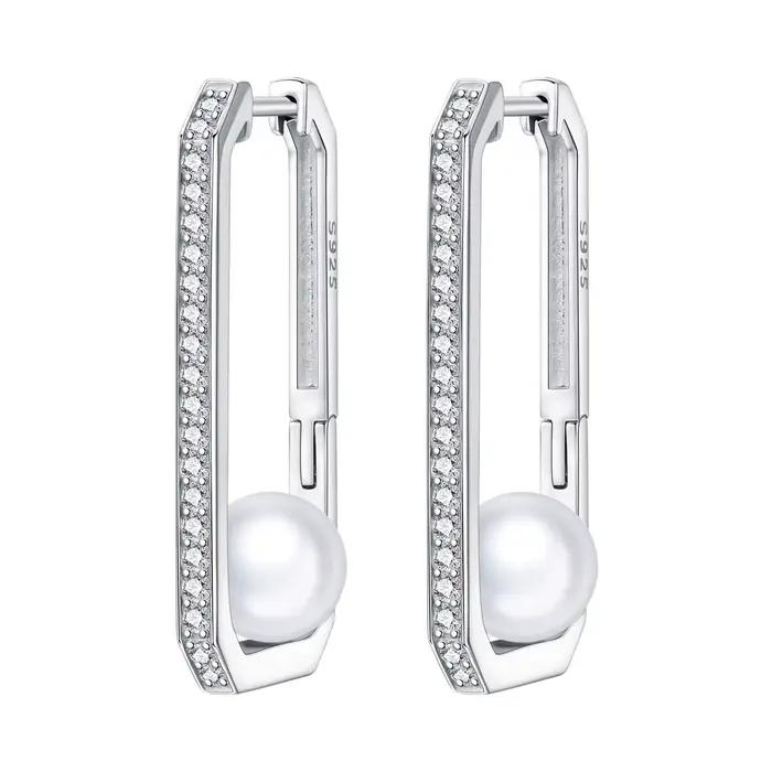 Orstarry Boucles d'oreilles créoles en argent sterling S925 avec perles, bijoux originaux et tendanc