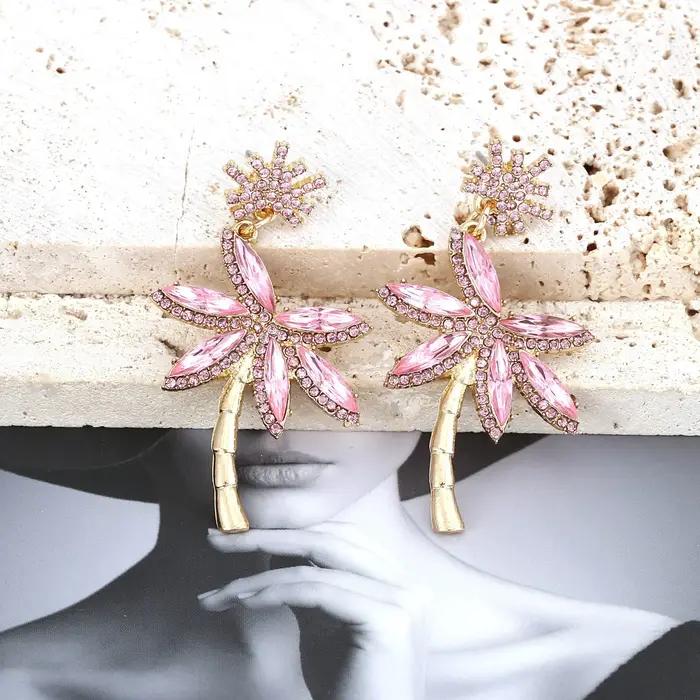 Boucles d'oreilles pendantes en alliage incrustées de diamants