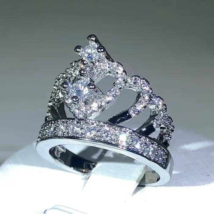 Bague couronne fantaisie en argent 925 pour femmes