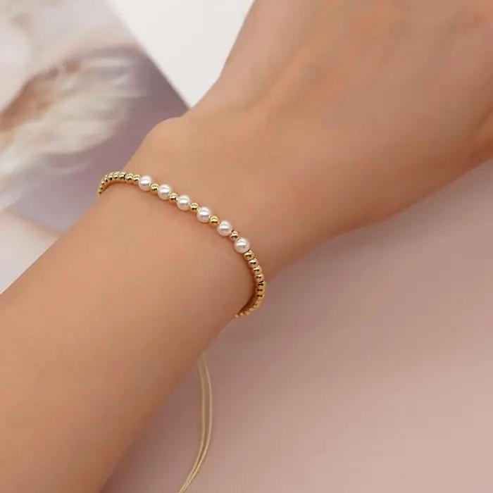 Go2boho-Bracelet de Perles Dorées pour Femme
