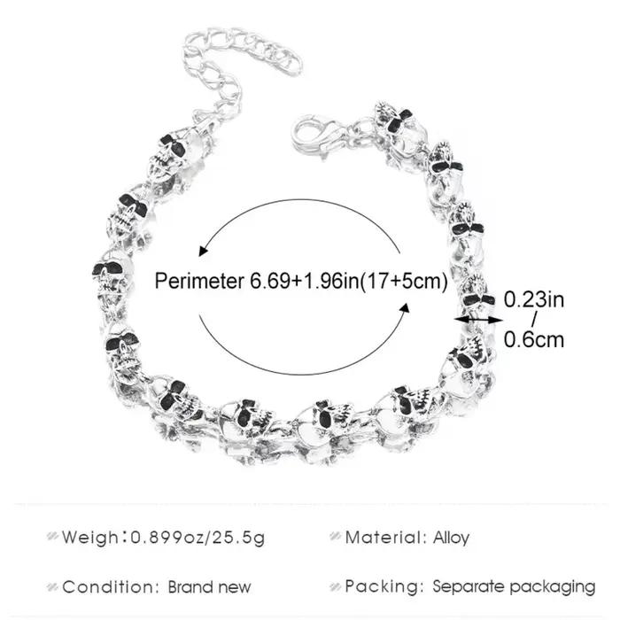 Bracelet de perles de crâne rétro de Style Punk pour hommes et femmes