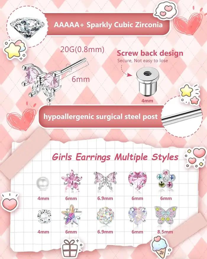 14 paires de boucles d'oreilles hypoallergéniques pour femmes