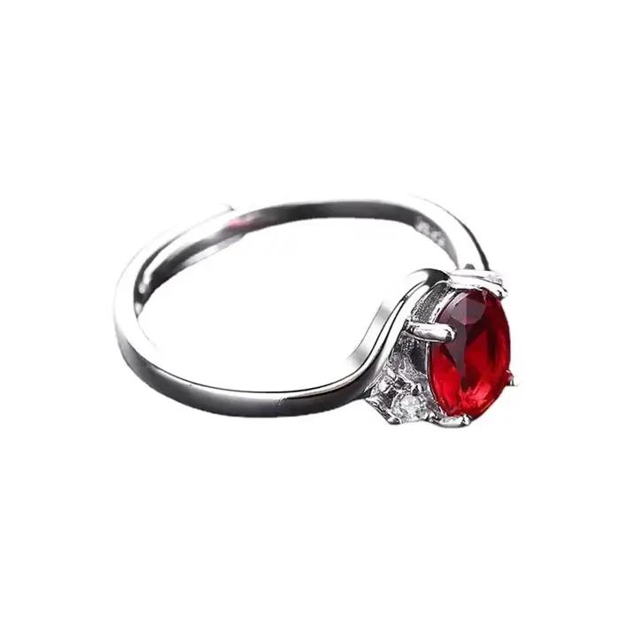Bague romantique en argent Sterling 925 avec rubis pour femmes occasions spéciales engagement anniversaire mariage soirée festive