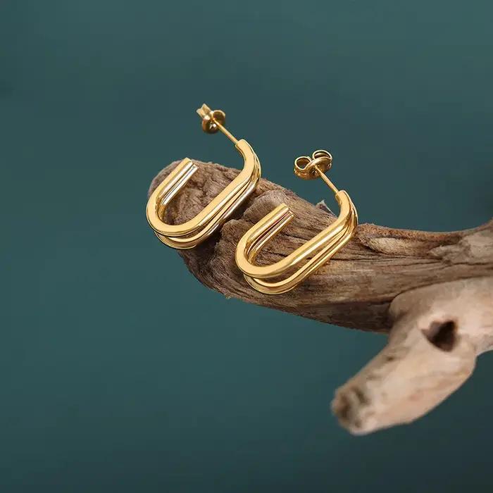 Boucles d'Oreilles Géométriques Carrées pour Femme