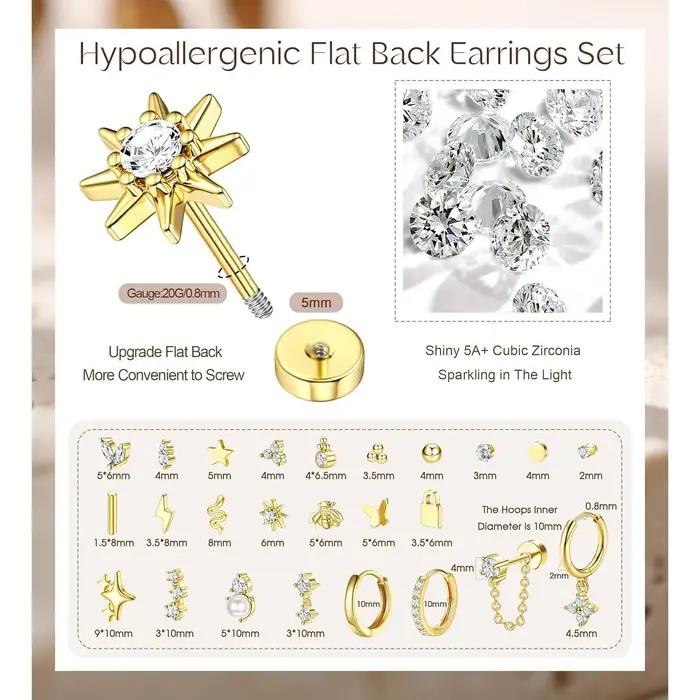 Bobisty 1pc boucles d'oreilles chirurgicales en acier inoxydable