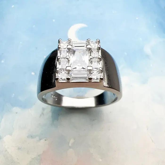 Bague en Argent Sterling 925, Élégante et Intemporelle à Offrir pour Femme Occasions Spéciales, Bijou Fins Princesse-Cut Zirconium